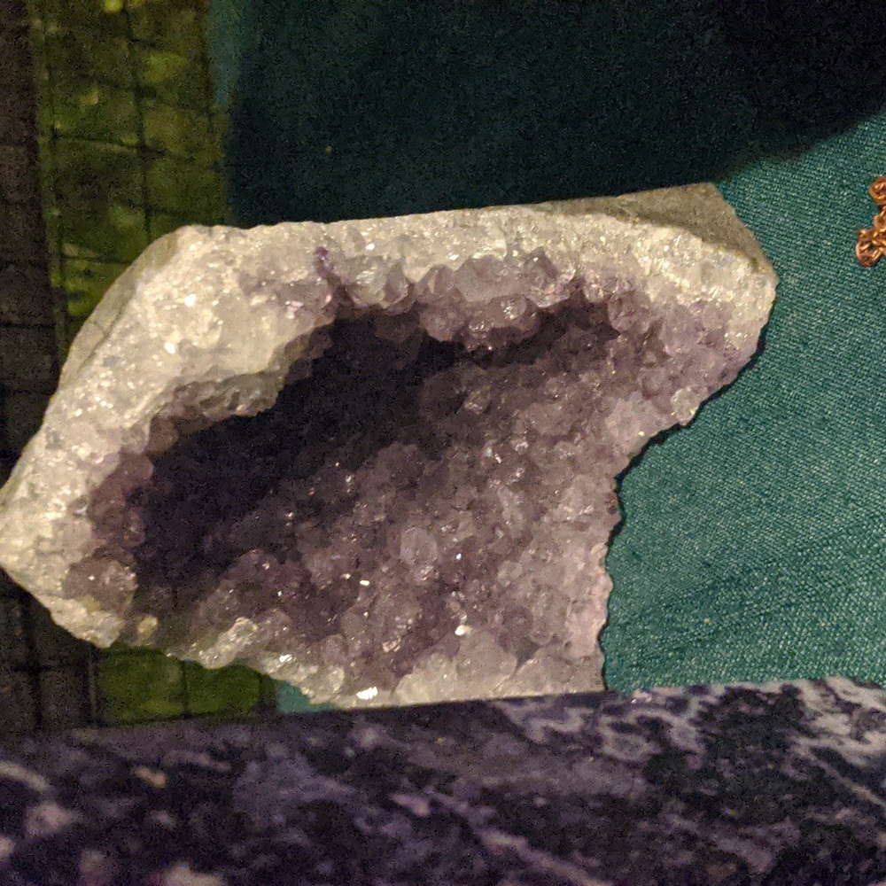 Amethyst watermelon chunk style druzy crystal stone statement piece